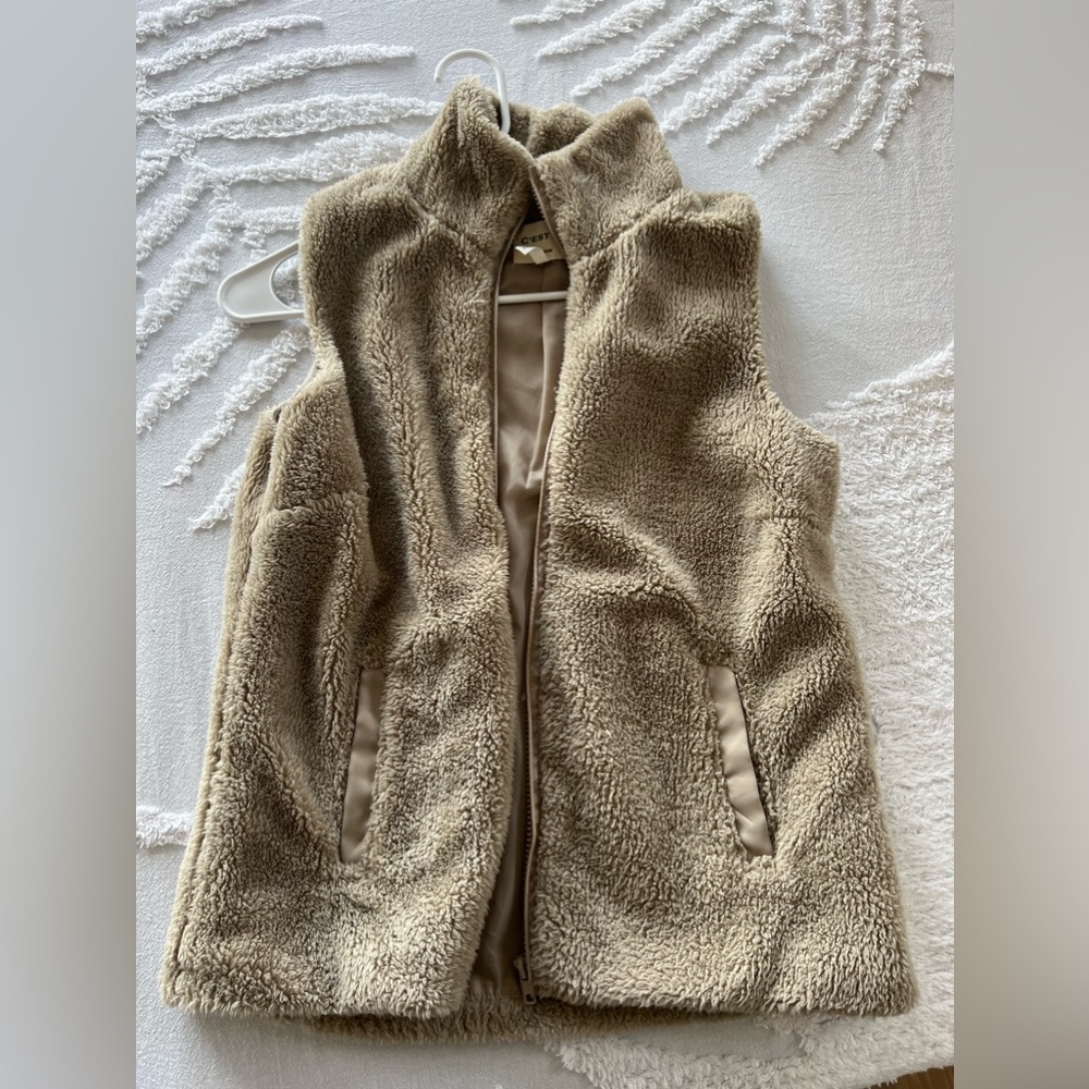 Brown fuzzy vest
